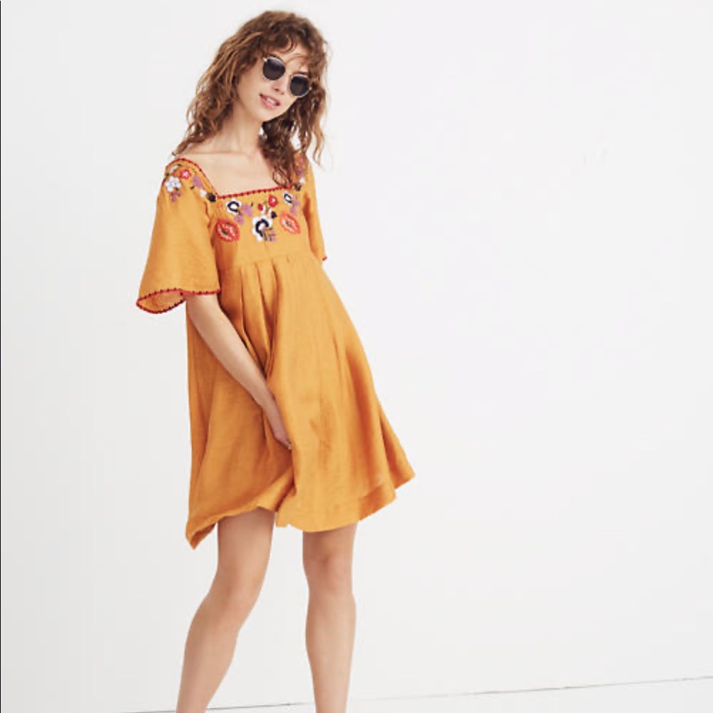 Madewell embroidered squared neck mini dress